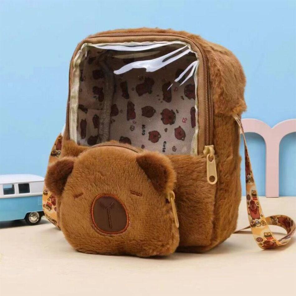 Cute Soft Plush Capybara Backpack Girl Fashionable Crossbody Bag for Women Kawaii Shoulder Bag for Children Gifts for Girlfriend