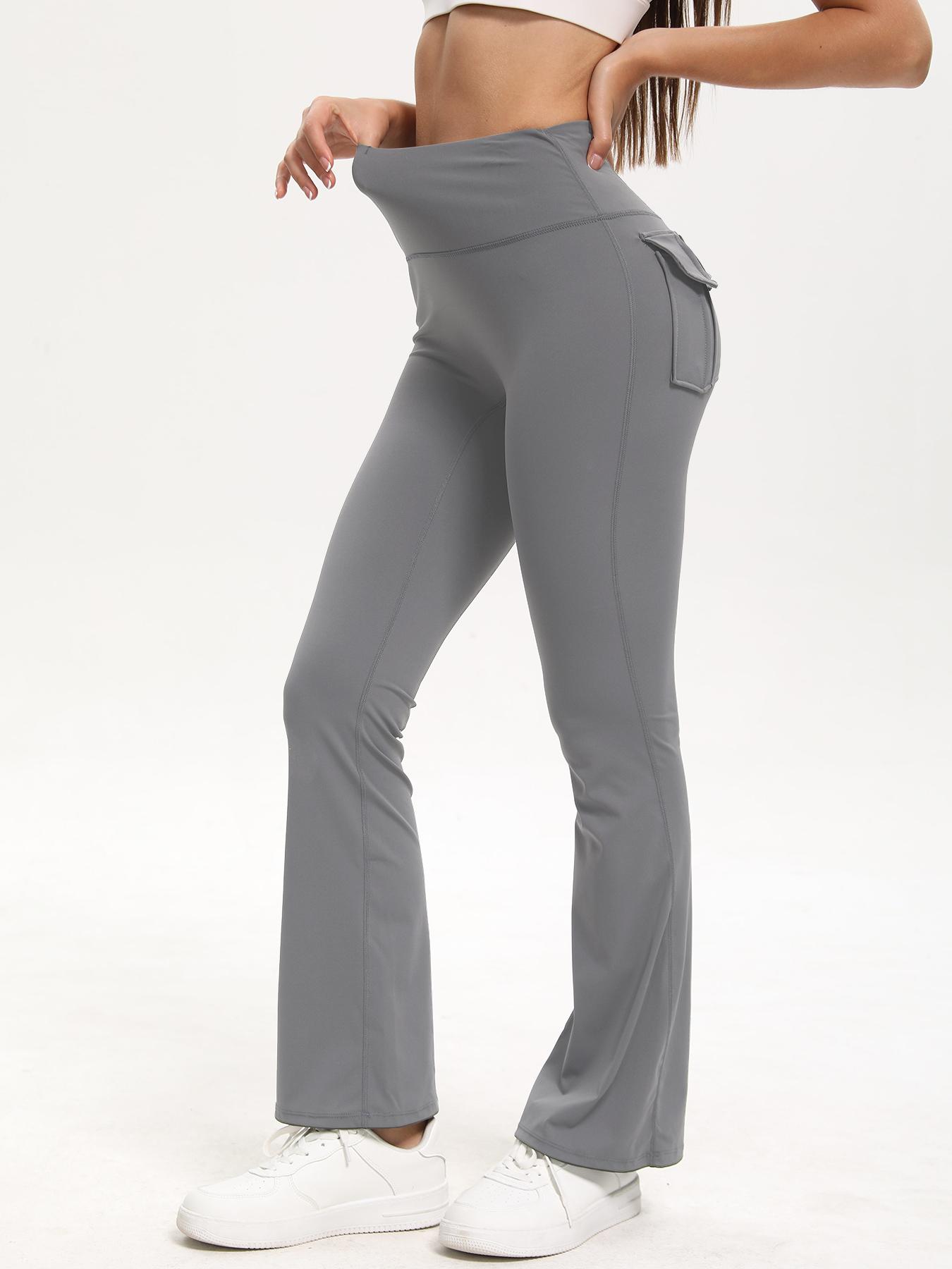 3PCS Women's Flared Leggings with Pockets Women's Flared Sweatpants Fitness Leggings Butt Lifting Fitness Yoga Leggings Track Sporty Pants Grey Sweatpants Women Streetwear Durable Stretchy Exercise Pants Activewear Outdoor Season Versatility