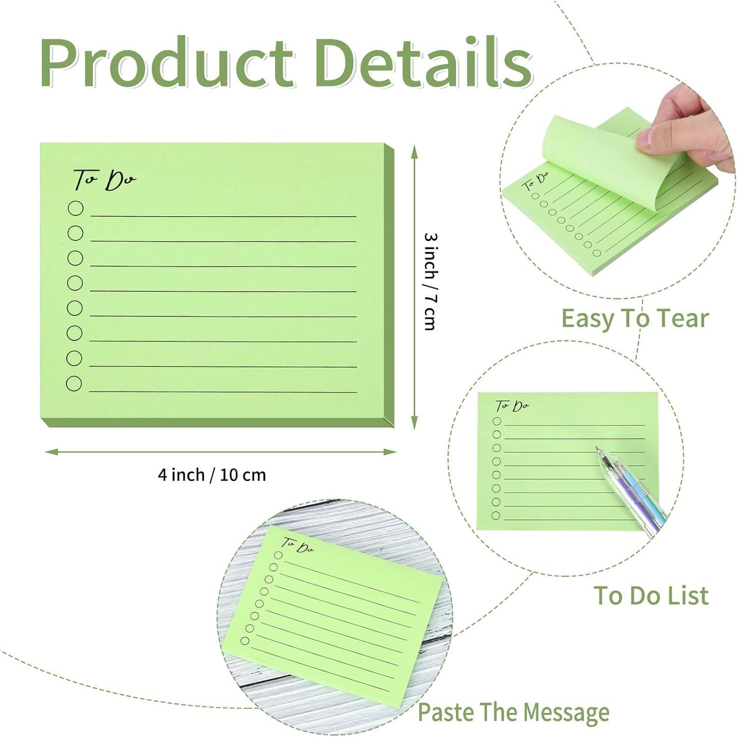 10 Pack  Notepad Lined Sticky Notes, 3"x4", 500 Sheets, Sticky Notes with Lines,  Planner, Square Sticky Notes for Office, Meeting, School,