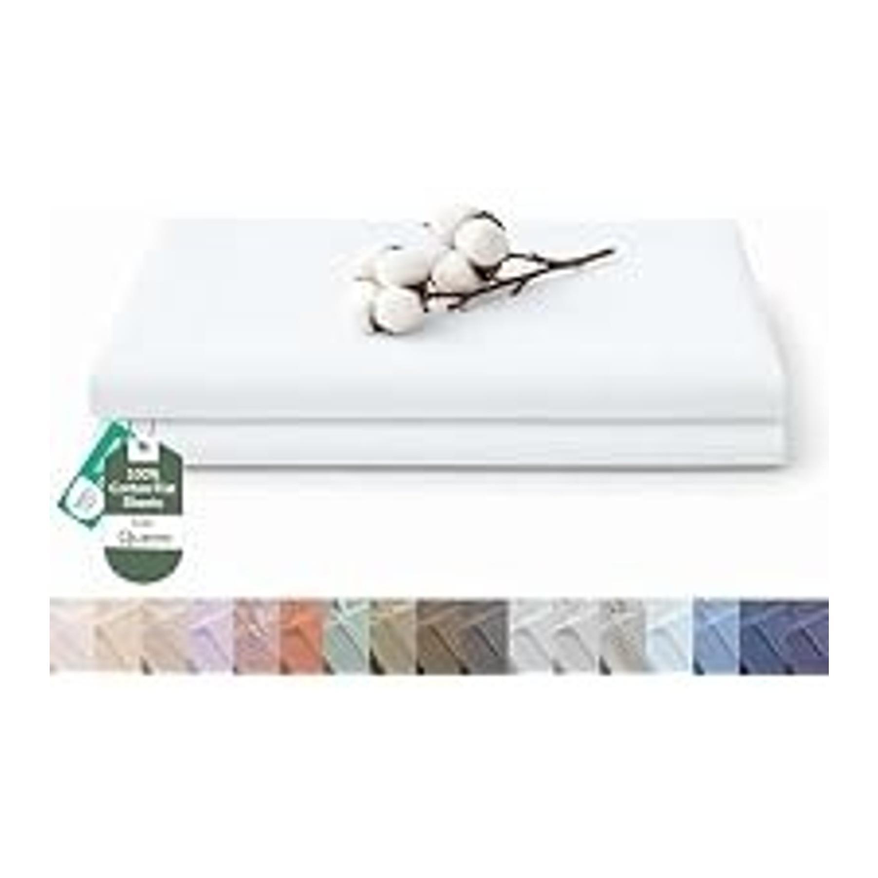100% Organic Cotton King Size Flat Sheet - Percale Top Sheet - Lightweight & Super Soft White Bed Sheet Only (105" x 102", White)Gift