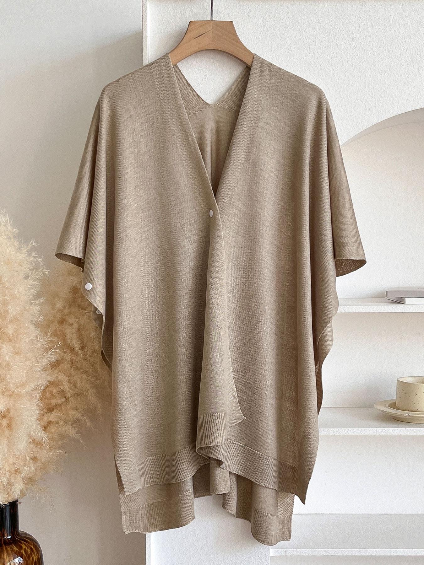 Women's Elegant Solid Color Shawl, Casual Soft Shawl, Soft Comfortable Fashion Accessory, Versatile Vintage Style, Perfect for Daily Wear