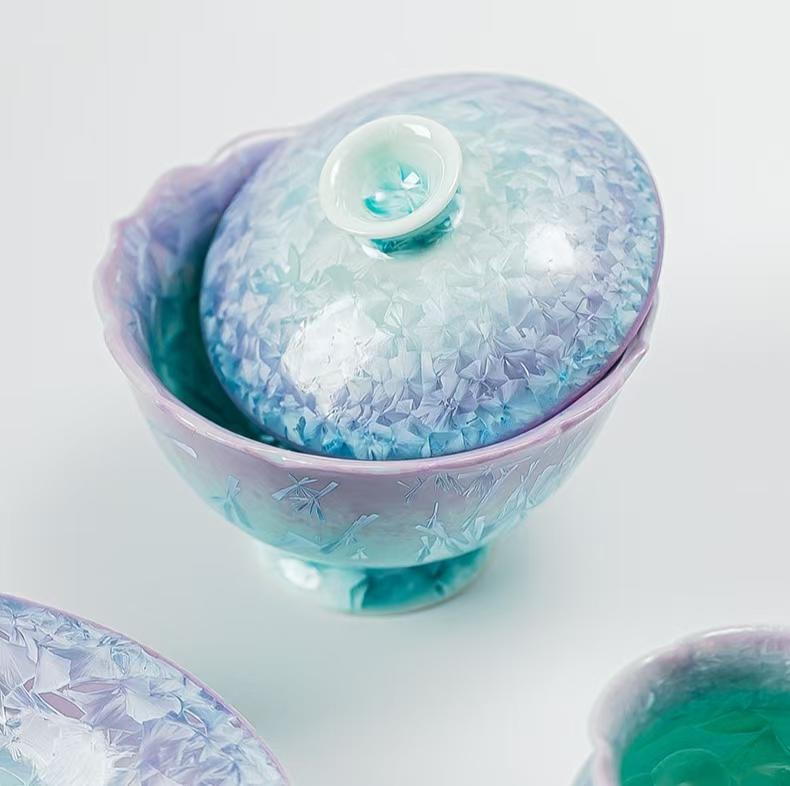 Crystal Glaze Violet-Blue Series | Teacups · Gaiwan · Teapot | Handmade Porcelain | Eastern Elegance | Collectible