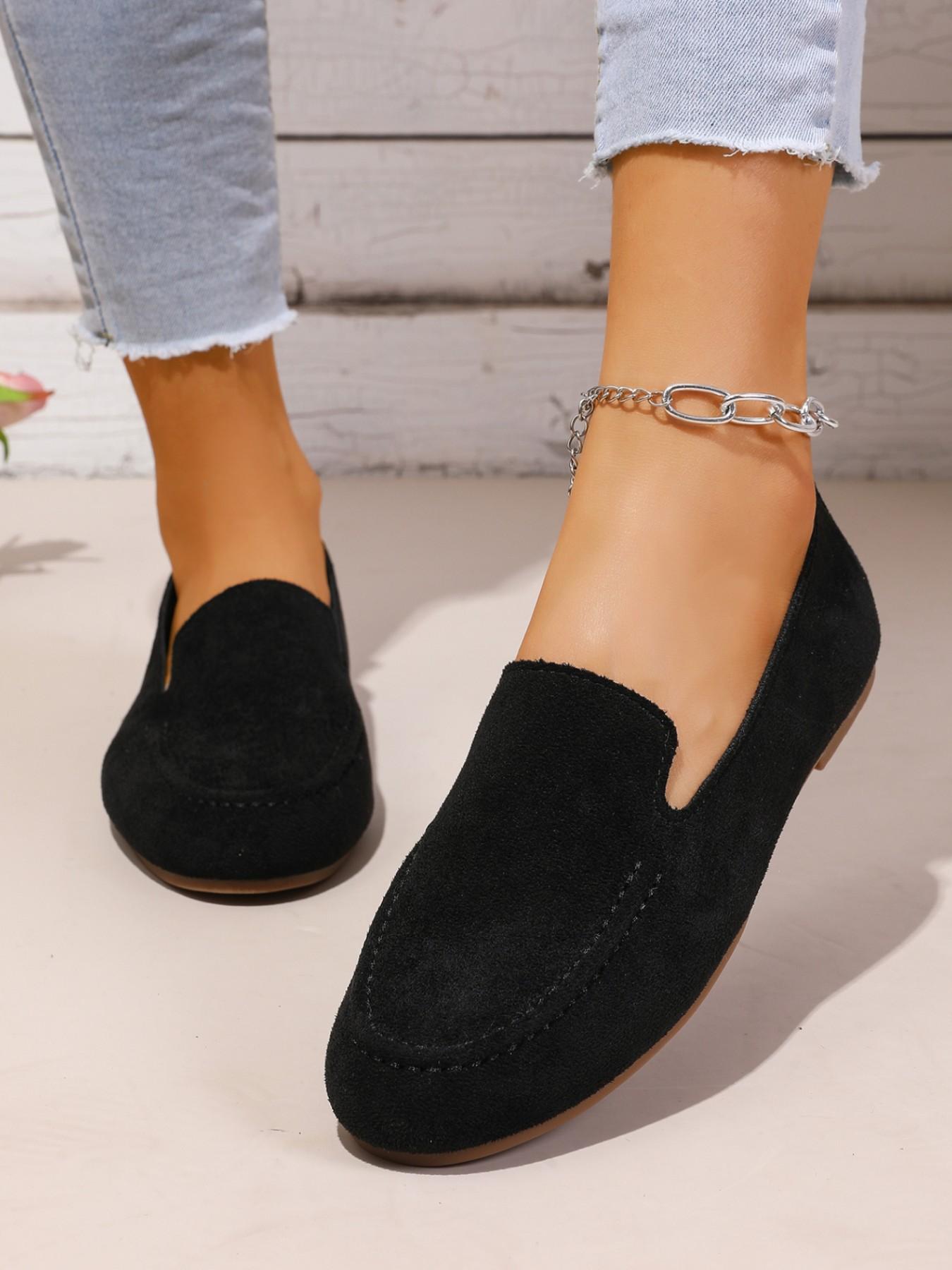 Casual Versatile Faux Leather Loafers, Flat Slip-On Comfortable Shoes, Chic Commuter Beanies, Perfect for Daily Wear