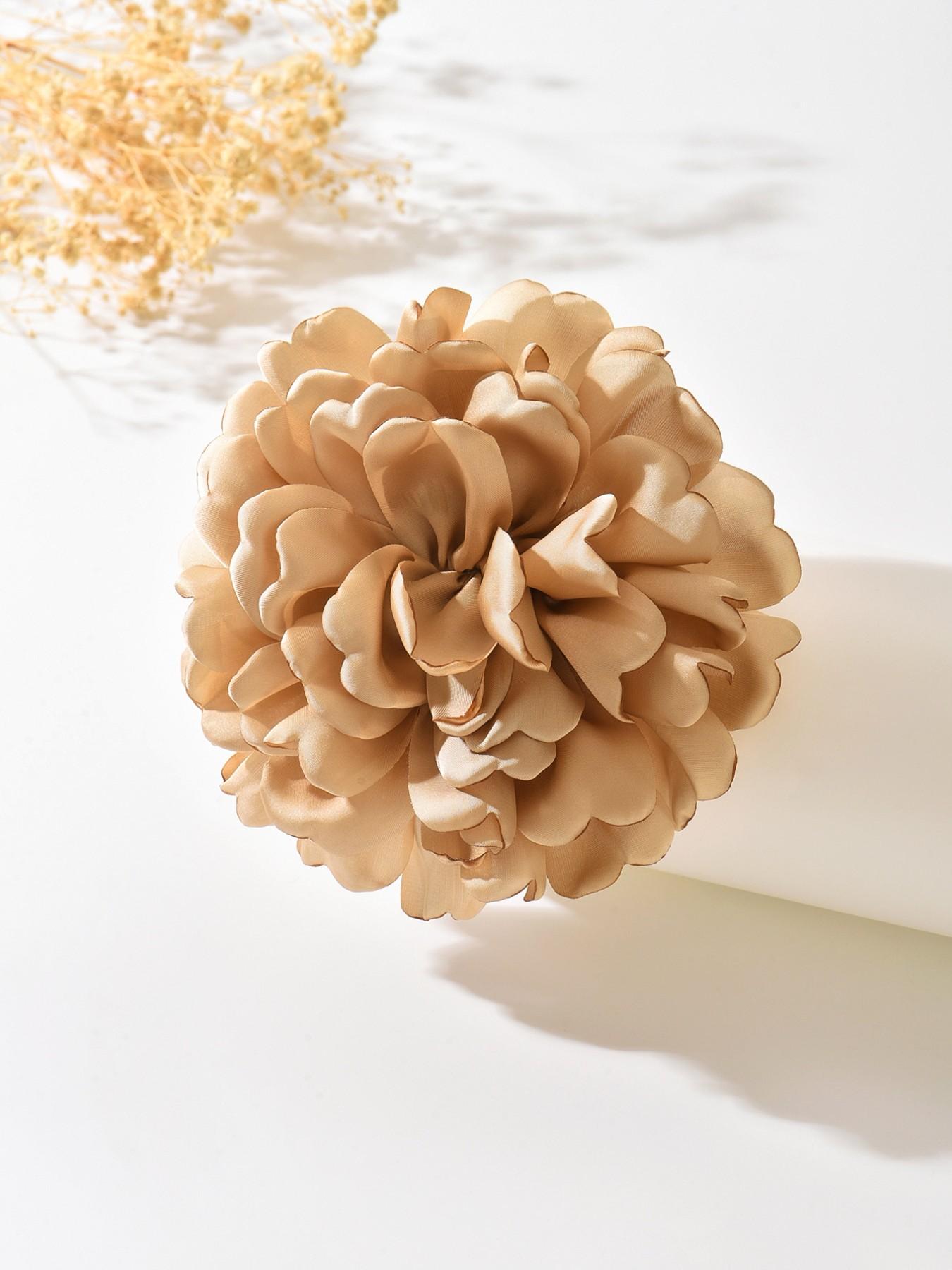A handcrafted, multi-layered, and multicolored fabric floral brooch featuring a unique, elegant banquet-style design. This versatile corsage—equipped with a convenient duckbill clip—can be worn in various ways and is suitable for any occasion