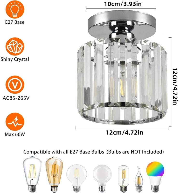 /gold Corridor Light, Nordic Modern Minimalist Entryway Balcony Lamp, Trendy Luxury Crystal Ceiling Light, No LED Bulb Included