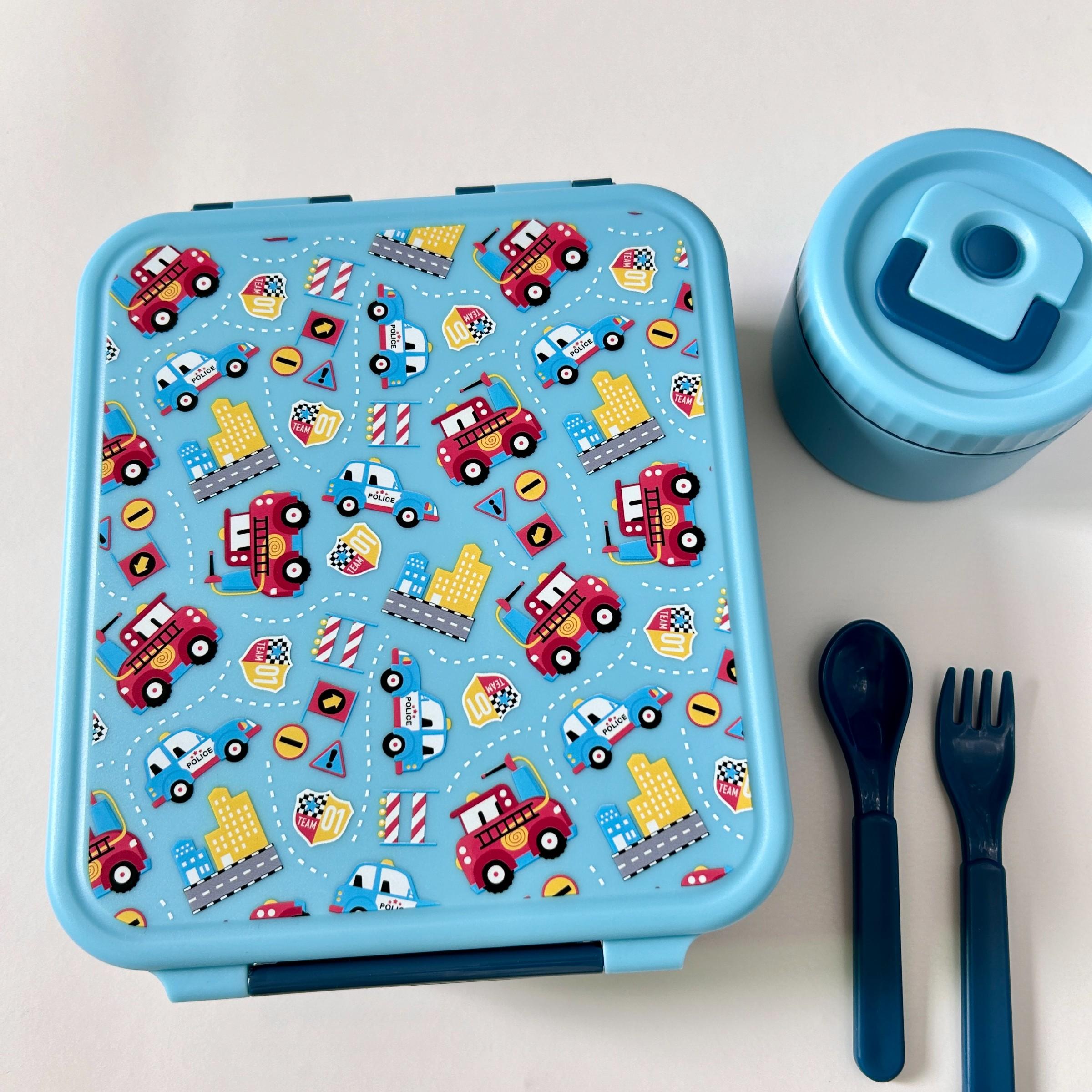 Lunch Box! Bento Lunch Box Set for Kids🍲4 Compartments to Keep Food Separate + Soup Thermos Space-Saver Lunch Kit! The Thermal Jar Tucks Neatly into the Compartment. No Extra Bulk! 📦 Choose 🎀 Mermaid,  Rainbow 🌈🦈Shark Rocket🚀 Car🚗  or Solid Colors!