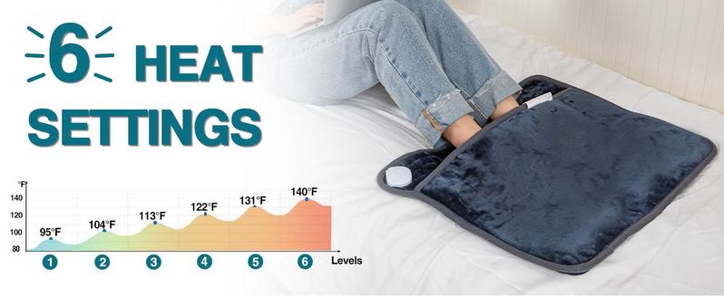 DailyLife Heated Foot Warmer, 20" x 24" Electric Foot Warmer for Feet - 6 Heat Settings, 2 Hours Auto-Off, Machine Washable, Warming Mat, Gifts for Women, Mom, Valentine’s Day, Mother’s Day, FathersDayGift