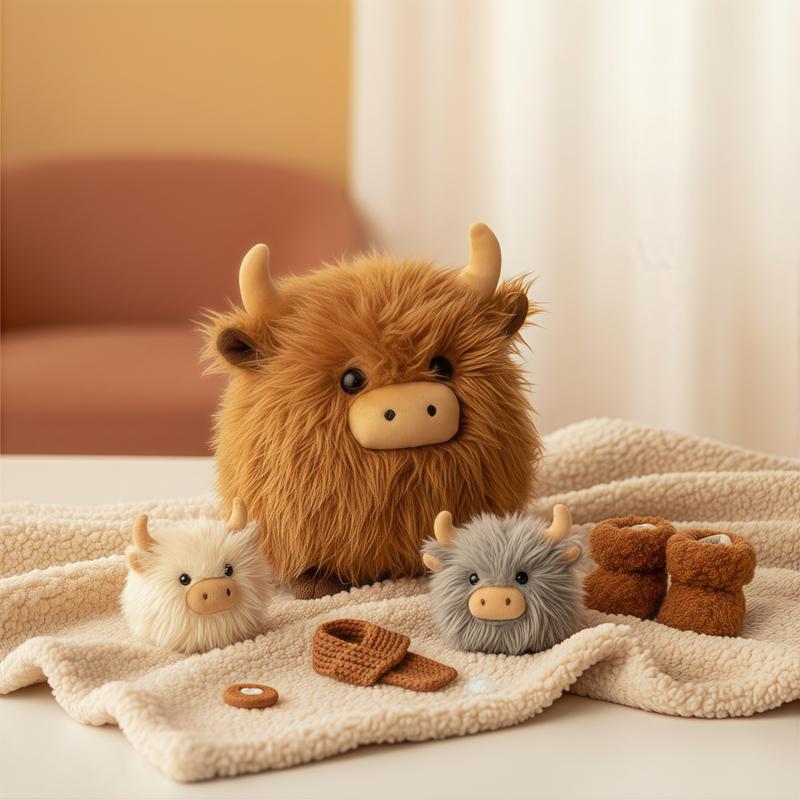 Scruffy Highland Cow Plushie, 8-Inch Fluffy Cuddly Stuffed Animal Toy, Cute and Ugly Aesthetic, Perfect Gift for Animal Lovers, Kids' Gifts