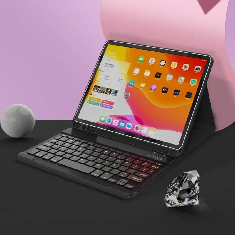 Bluetooth Keyboard Case for iPad 10th Air 11 Air 5 4 10.9 Case 10.2 9th 8th Pro 11 10.5 Air 3 Wireless Magnet PU Flip Stand Case with Rechargeable Keyboards Tablet Protective Cover