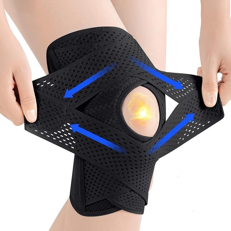 Plus Size Knee Compression Wrap Brace - Patellar Knee Brace - Breathable Adjustable with Side Stabilizers for Men & Women - Comfortable & Flexible Leg Supporter