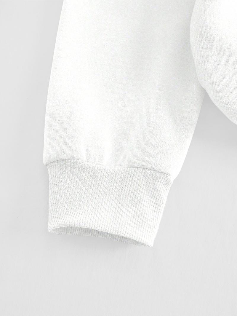 Men's Angel Print Warm Hoodie and Drawstring Waist Sweatpants Set, Casual Fitted Two-Piece, Spring & Fall Fashion