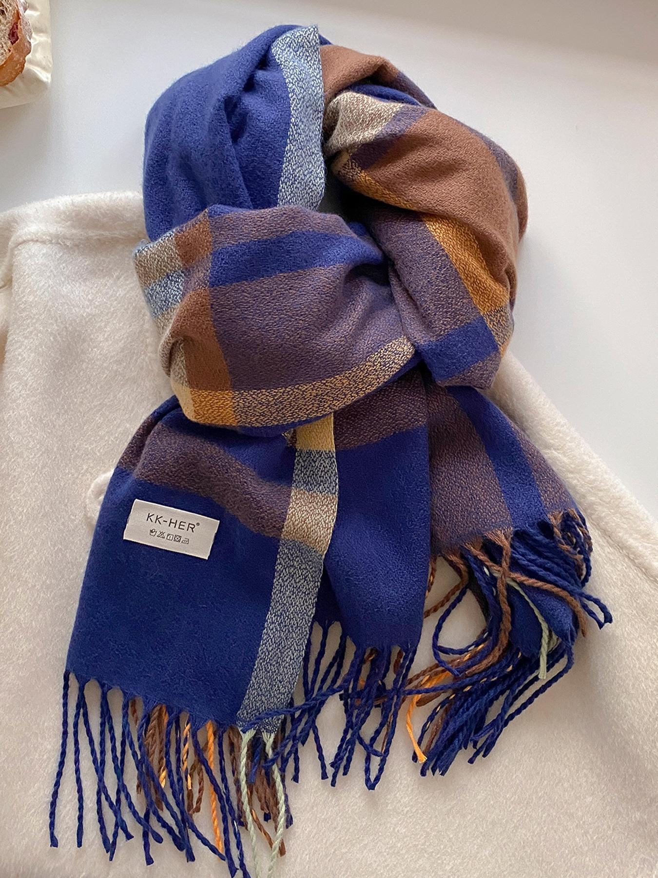 Elegant Plaid Scarf for Autumn & Winter, Soft Warm Shawl for Men & Women, Casual Fashion Accessory, Fitted Style, Checkered Scarf