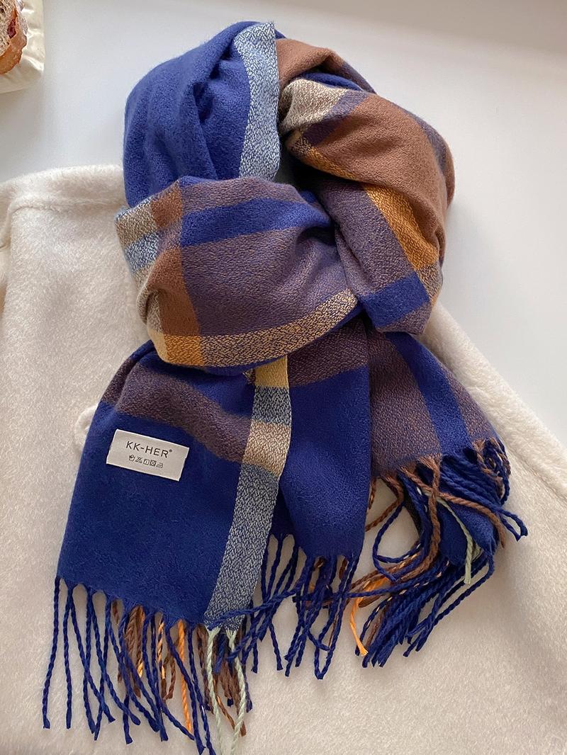 Elegant Plaid Scarf for Autumn & Winter, Soft Warm Shawl for Men & Women, Casual Fashion Accessory, Fitted Style, Fluffy Soft Scarf