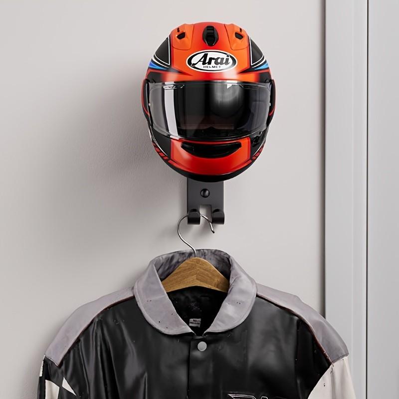 Helmet Rack, Helmet Hook, Wall-Mounted Motorcycle Helmet Stand, 180-Degree Key Ring Holder, Living Room Accessory
