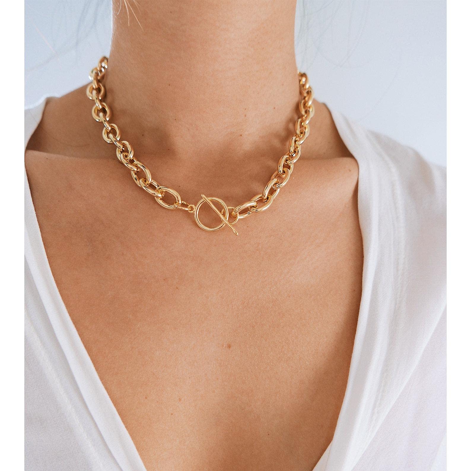 CAROVO Chunky Gold Necklace, Thick Luxurious and Fashionable Clavicle Gold Chain Necklace for Women Trendy Jewelry Gift