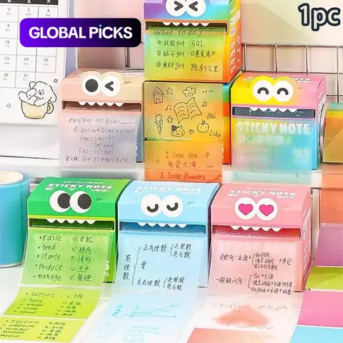 High-Value Pearl Glitter Sticky Notes, 105 Sheets Ample Page Count Pull-Out Transparent Self-Stick, School Office Supplies, Ballpoint Pen Compatible #GLOBAL PICKS