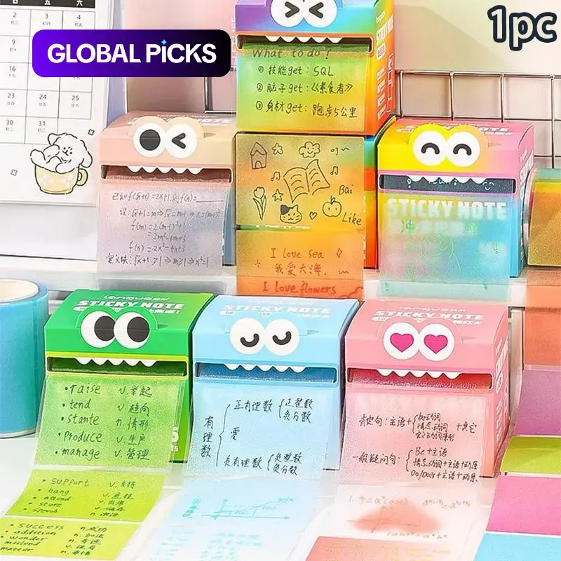 High-Value Pearl Glitter Sticky Notes, 105 Sheets Ample Page Count Pull-Out Transparent Self-Stick, School Office Supplies, Ballpoint Pen Compatible #GLOBAL PICKS