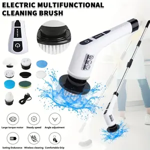 9-in-1 electric rotating cleaning brush, wireless shower with replaceable brush head, Interchangeable Brush Heads, and adjustable telescopic handle, multiple speed motors, Versatile Cleaning, suitable for floors, bathrooms, tiles, kitchens - gifts