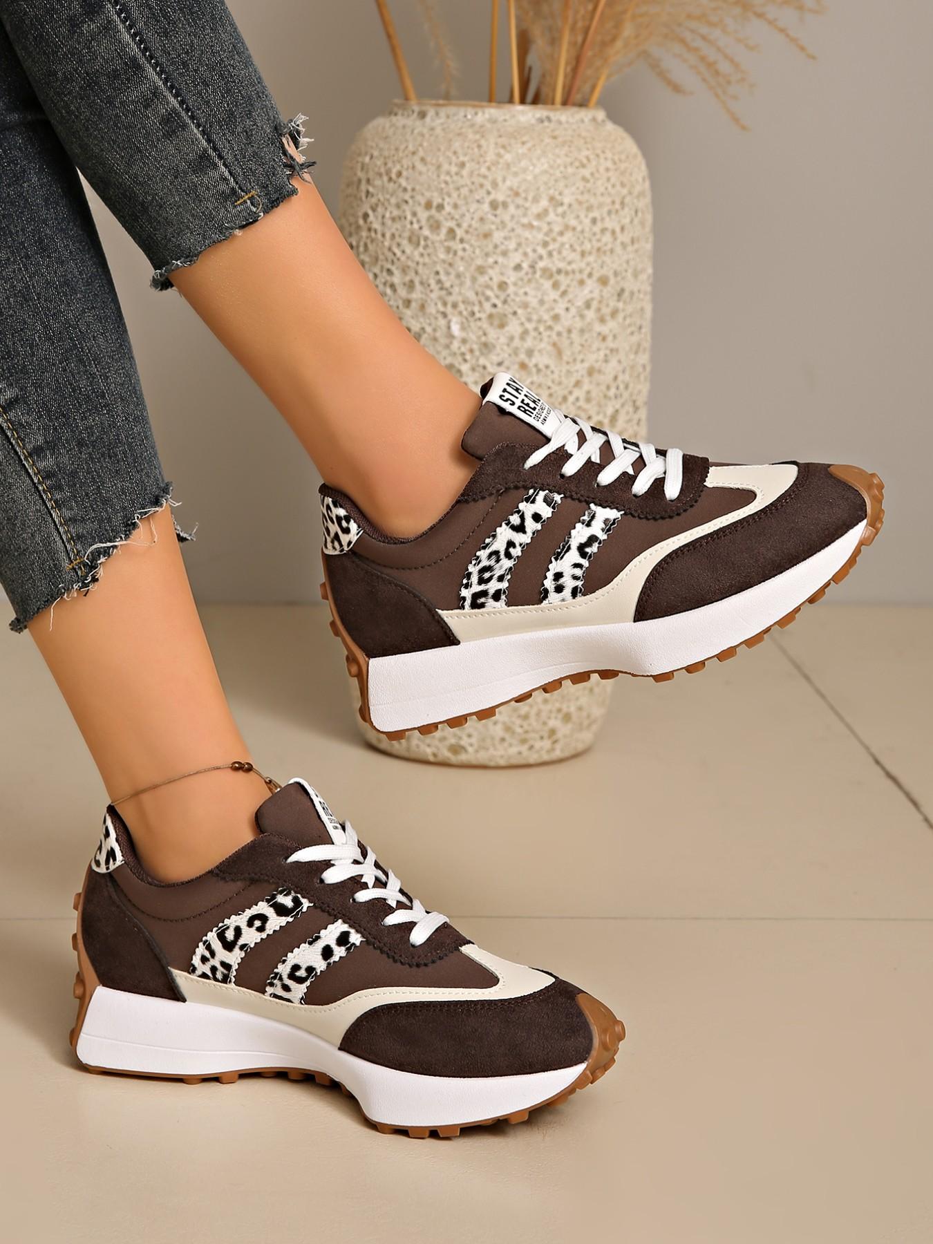 Women's Striped Sporty Shoes, Soft Sole Comfortable Waterproof Casual Sneakers, Trendy Walking Sneaker, Low Top Sneaker, Thick Breathable Easy Clean Anti-Slip, Spring & Fall Wear