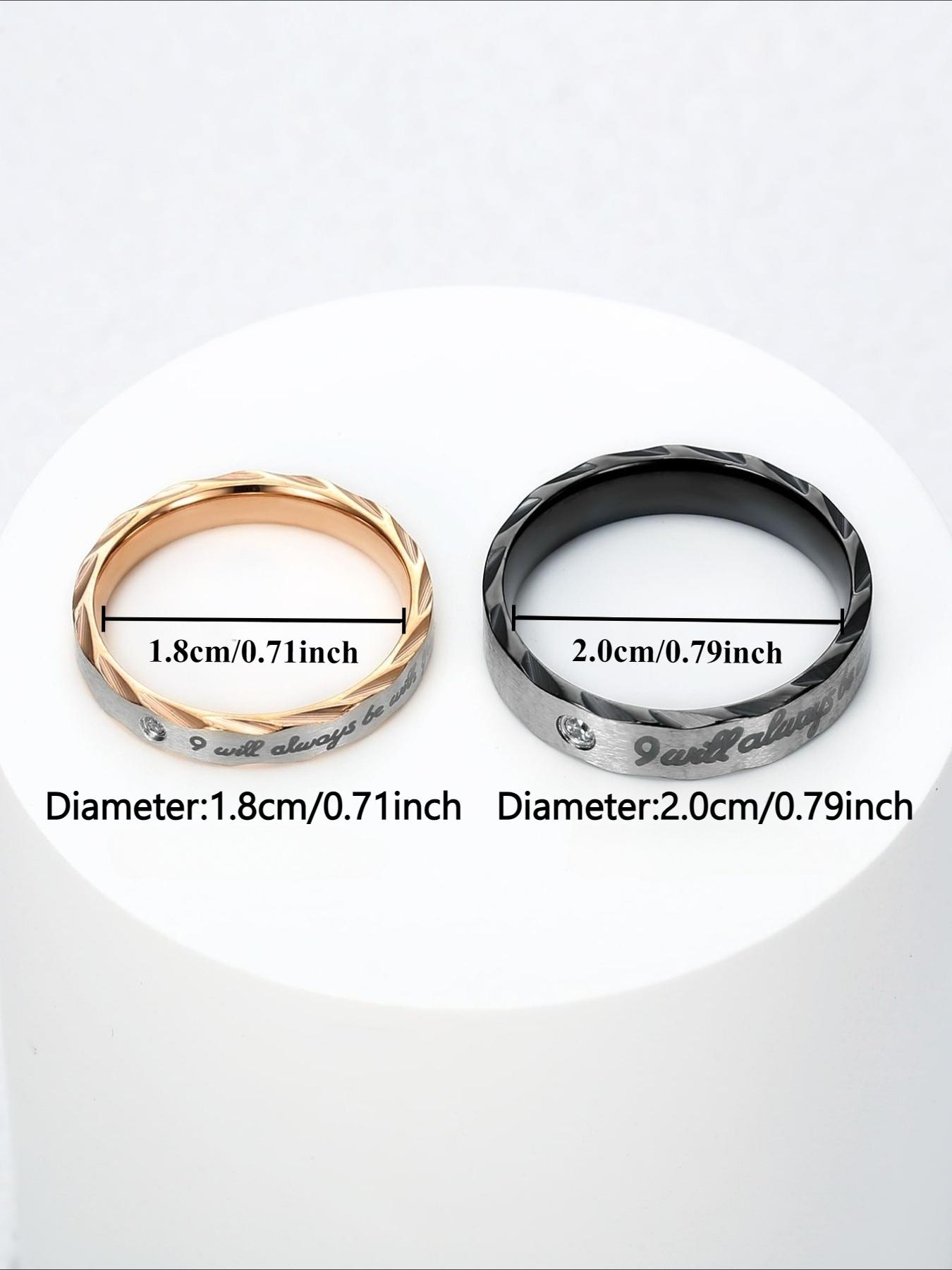 Light Luxury Romantic Engraved Zircon-Set Couple's Bands in Stainless Steel, Durable and Wear-Resistant, Zircon Accents with Romantic Engravings, A Romantic Keepsake for Couples