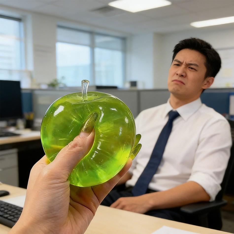 Apple Squeeze Toy, Slow Bounce Malt Ball Stress Relief Fidgeting Hand Gripper, Unisex Relaxing Plaything, No Battery Needed, Ca Prop 65 Compliant