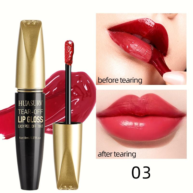 Huasurv Peel-Off Glossy Lip Balm, Lipgloss, Moisturizing Liquid Lipstick, Vibrant, Matte Finish, Quick-Dry, Long-Lasting Waterproof