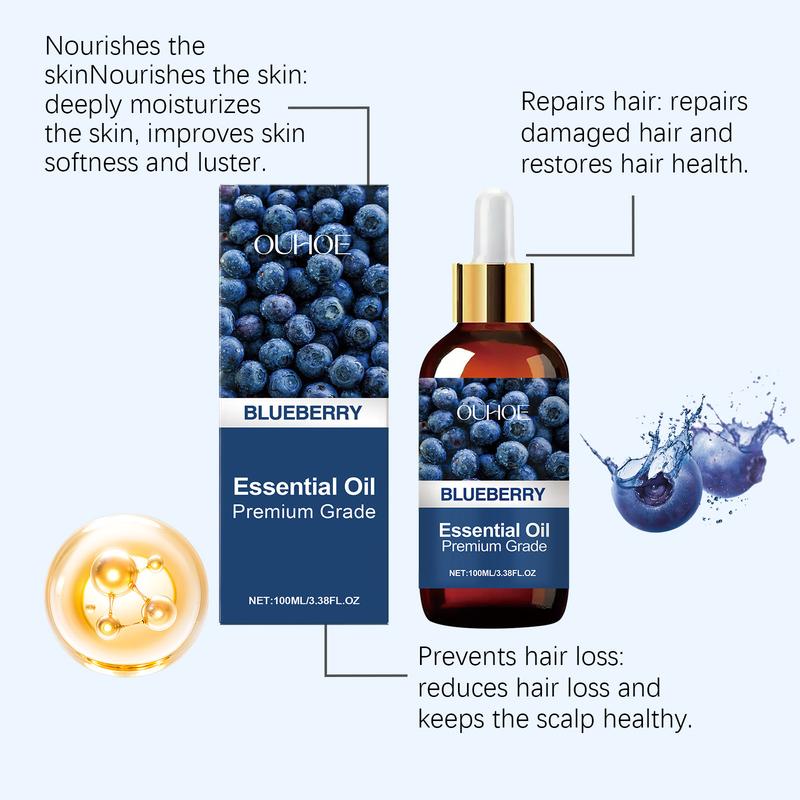 Ouhoe Blueberry Soothing Essential Oil, Moisturizing Hair Care, Full Body Skin Care, Nail Care, Multi-Functional Essential Oil