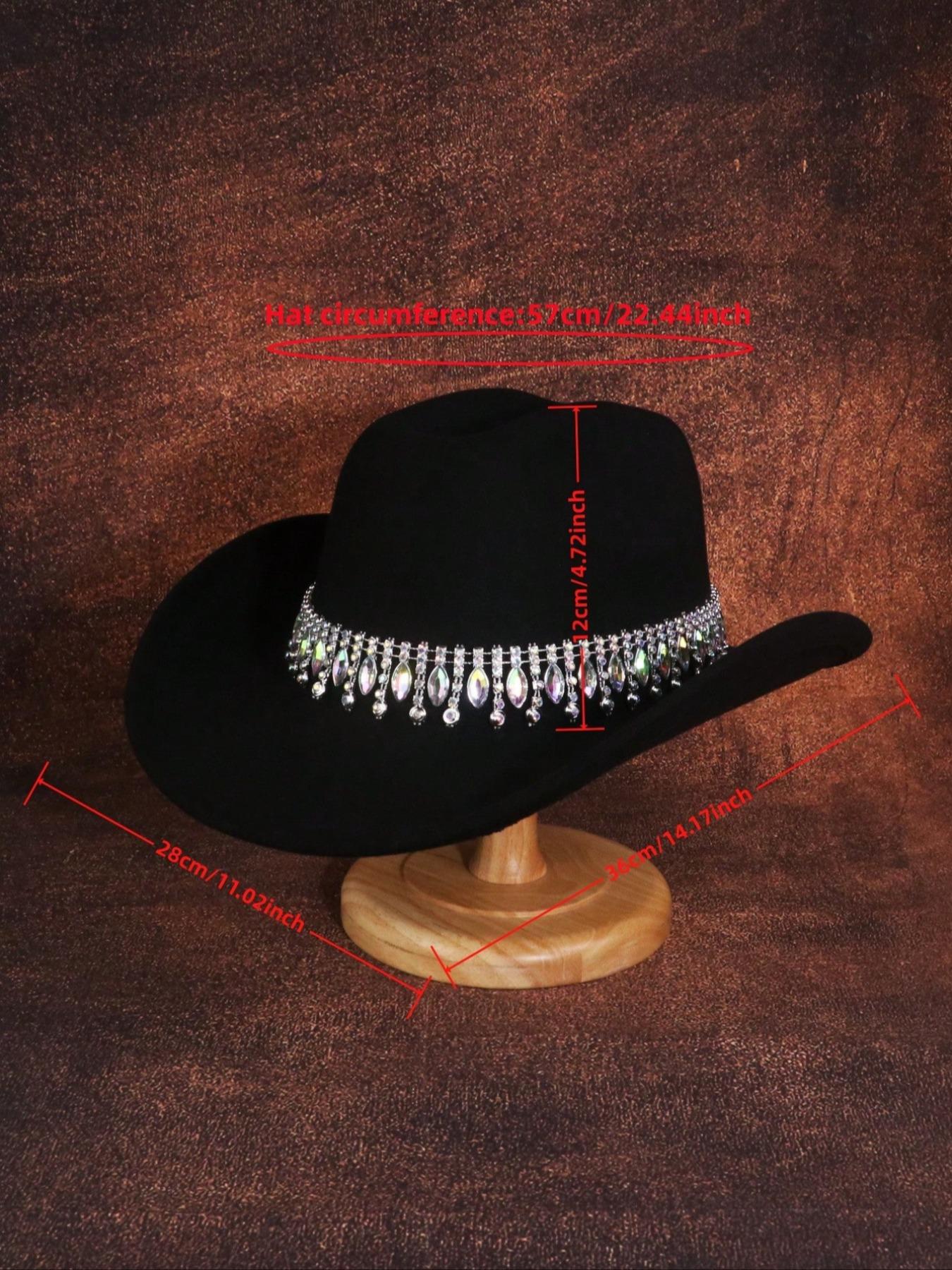 1PCS  Shimmering Rhinestone Cowboy Hat for Women, Lightweight Glittery Rhinestone Belt Cowboy Hat, Unique Wedding Party Outdoor Adventure Design