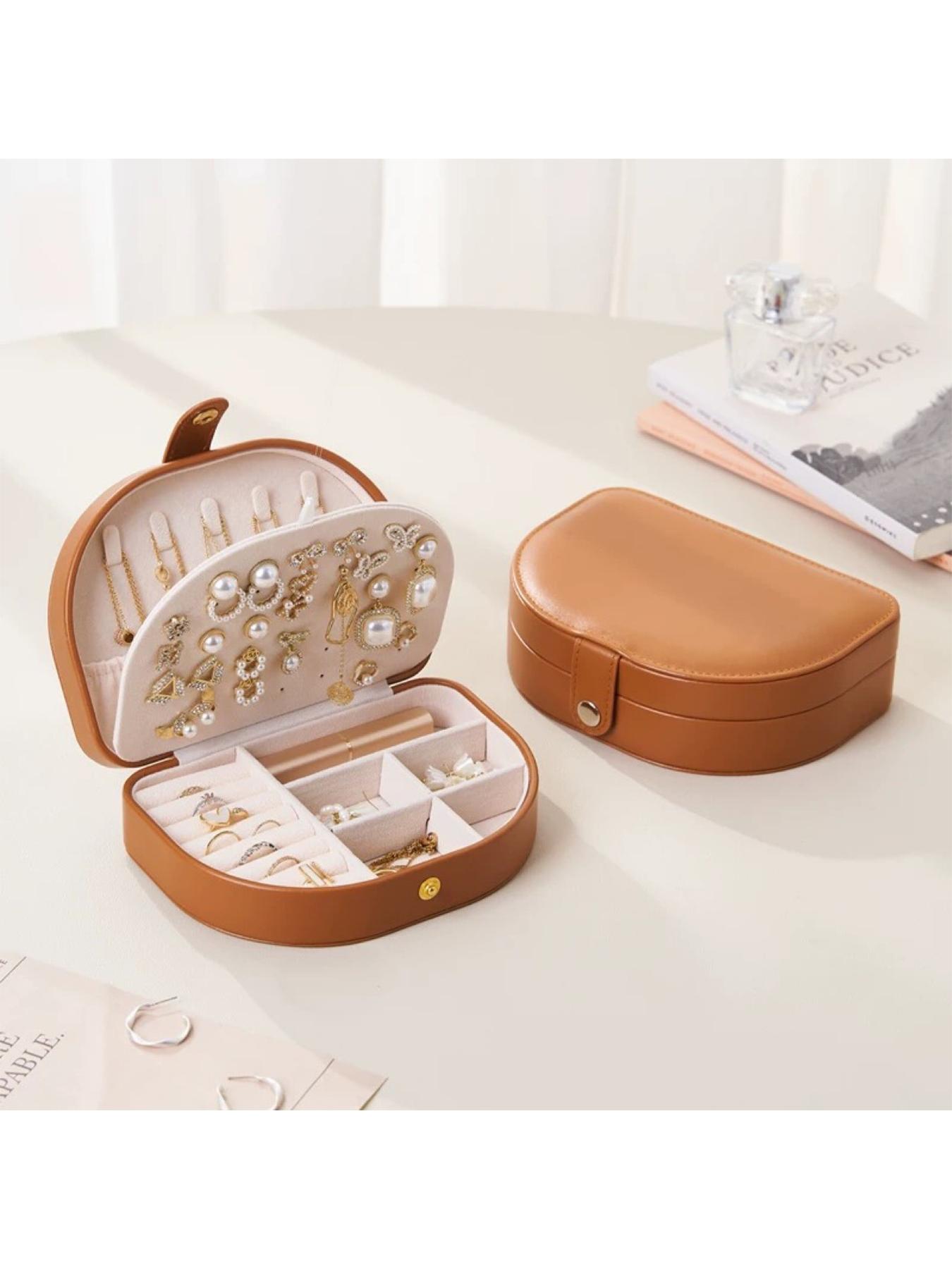 Elegant Jewelry Storage Box, Large Capacity Portable PU Leather Case, Travel Jewelry Organizer with Earring Holder, Ring and Necklace Compartment