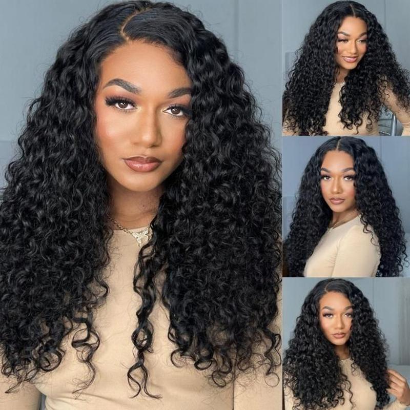 Midulla Ready to Wear Water Wave Glueless Wigs Human Hair 7x5 Pre-cut Lace Closure Wigs Pre Bleached Knots Pre Plucked Curly Human Hair Lace Front Wigs for Women Summervibes