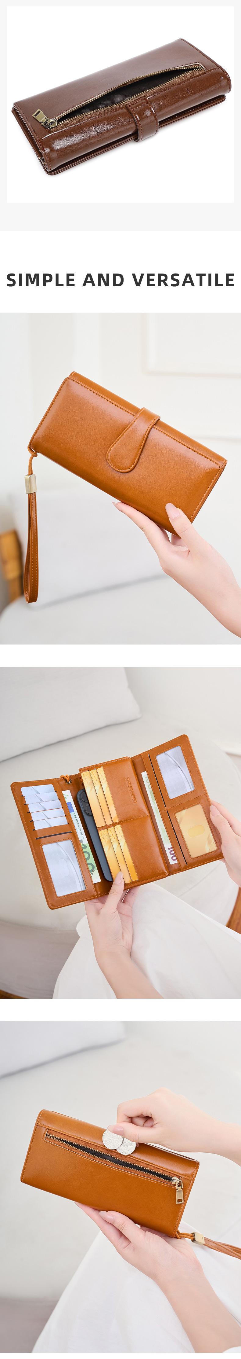 New Rfid Anti-Theft Large Capacity Women's Wallet, Durable Wallet, Trifold Wallets, Vintage Multi-Functional Trifold Long Wallet with Card Slots ID Window Phone Slot