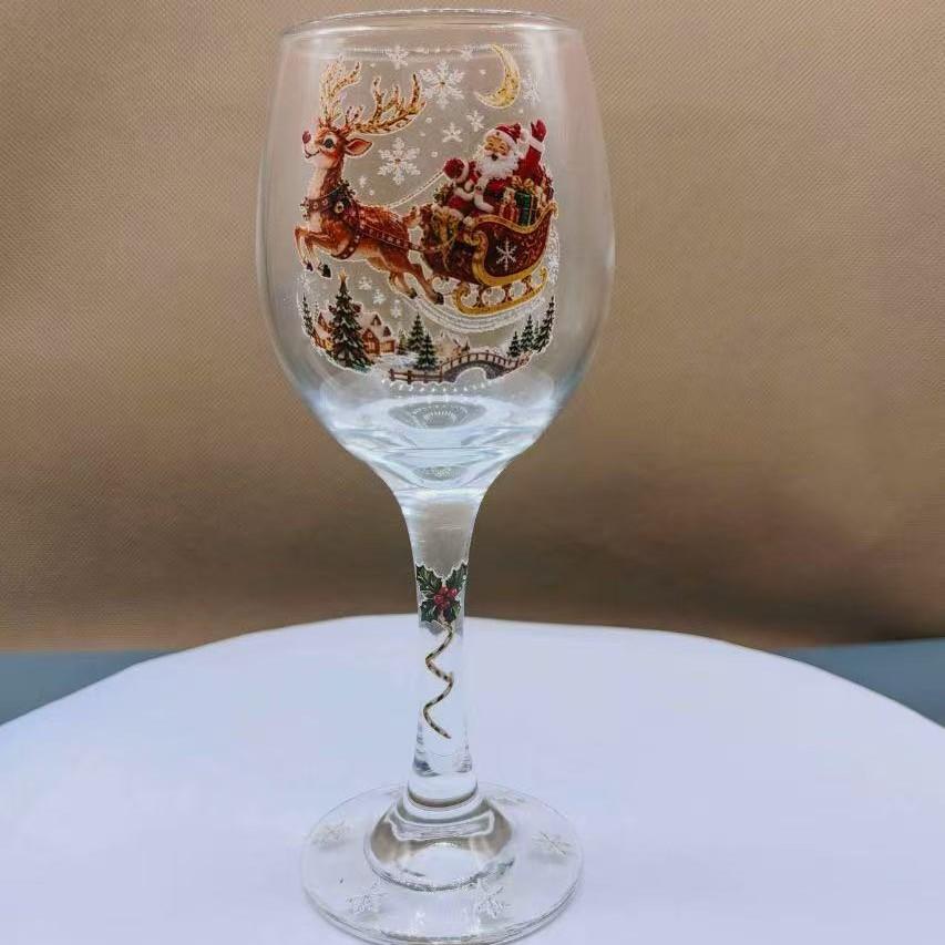 New Christmas Glass Art Cup, Elegant Holiday Drinkware, Perfect for Festive Celebrations, Unique Gift Idea, High-Quality Glass Design