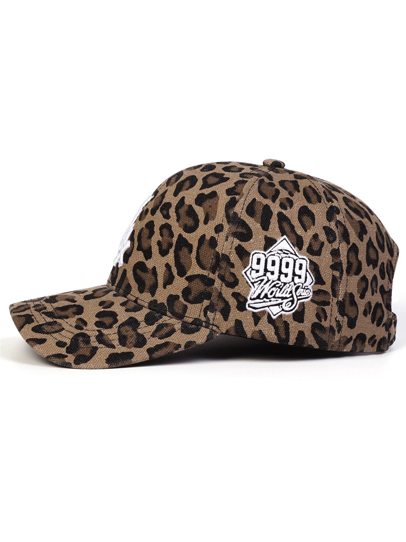 Unisex Sox Letter Embroidered Leopard Print Baseball Cap, Adjustable Outdoor Sun Protection Hat for Travel Beach Vacation