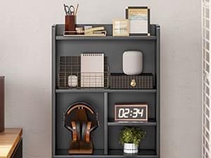 Sikaic LED Nightstand With Bookshelf Charging Station Furniture Drawer Bedroom Table Home Organize Study Minimal Interior Power Outlets