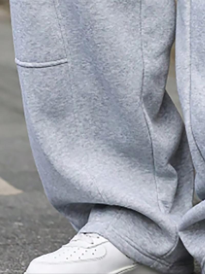 Men's Baggy Sweatpants, Loose Fit Casual Drawstring Elastic Waist, Wide Leg Joggers Trousers with Pockets, Comfortable Daily Wear, Sports Bottoms