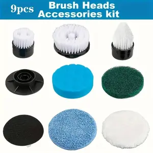 18pcs Replaceable Brush Head Accessories Kit, Scrub Brush Refills, Suitable for Electric Rotating Washer, Cleaning Parts, Cleaning Supplies