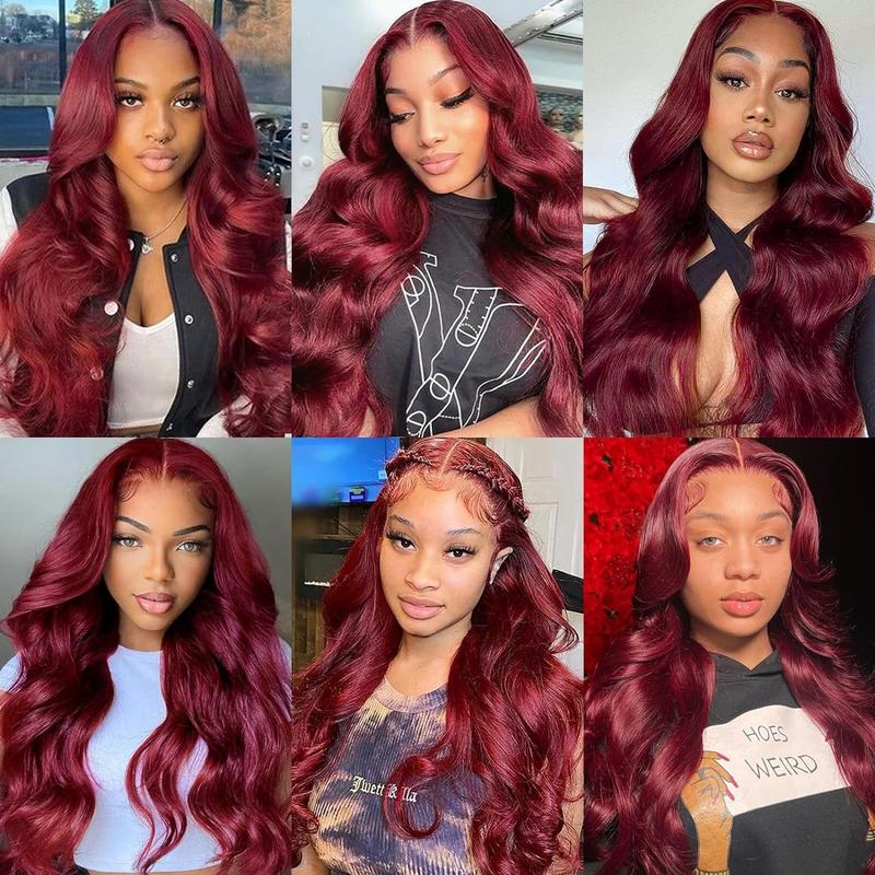 99J Burgundy Lace Front Wigs 99J 13X6 Body Wave HD Lace Frontal Wig Burgundy Transparent Lace Front Wig Colored Pre Plucked With Baby Hair 180% Density Wine Red