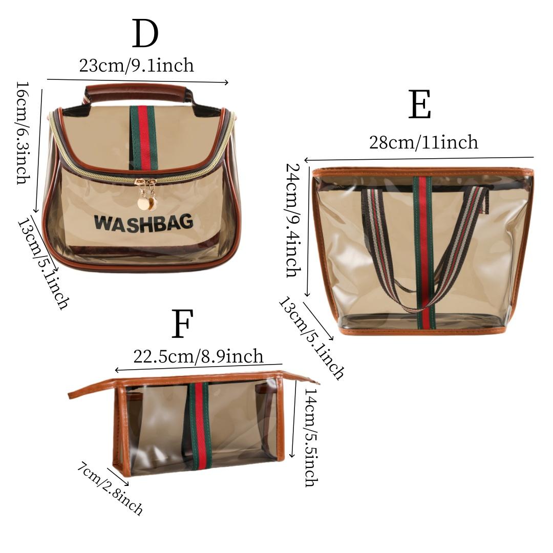 New Large Capacity Transparent Makeup Bag Vintage Luxury Style Portable Multi-Functional Storage Solution with Clear Material Retro Design Sturdy Tote Handles for Gym Swimming and Bathing