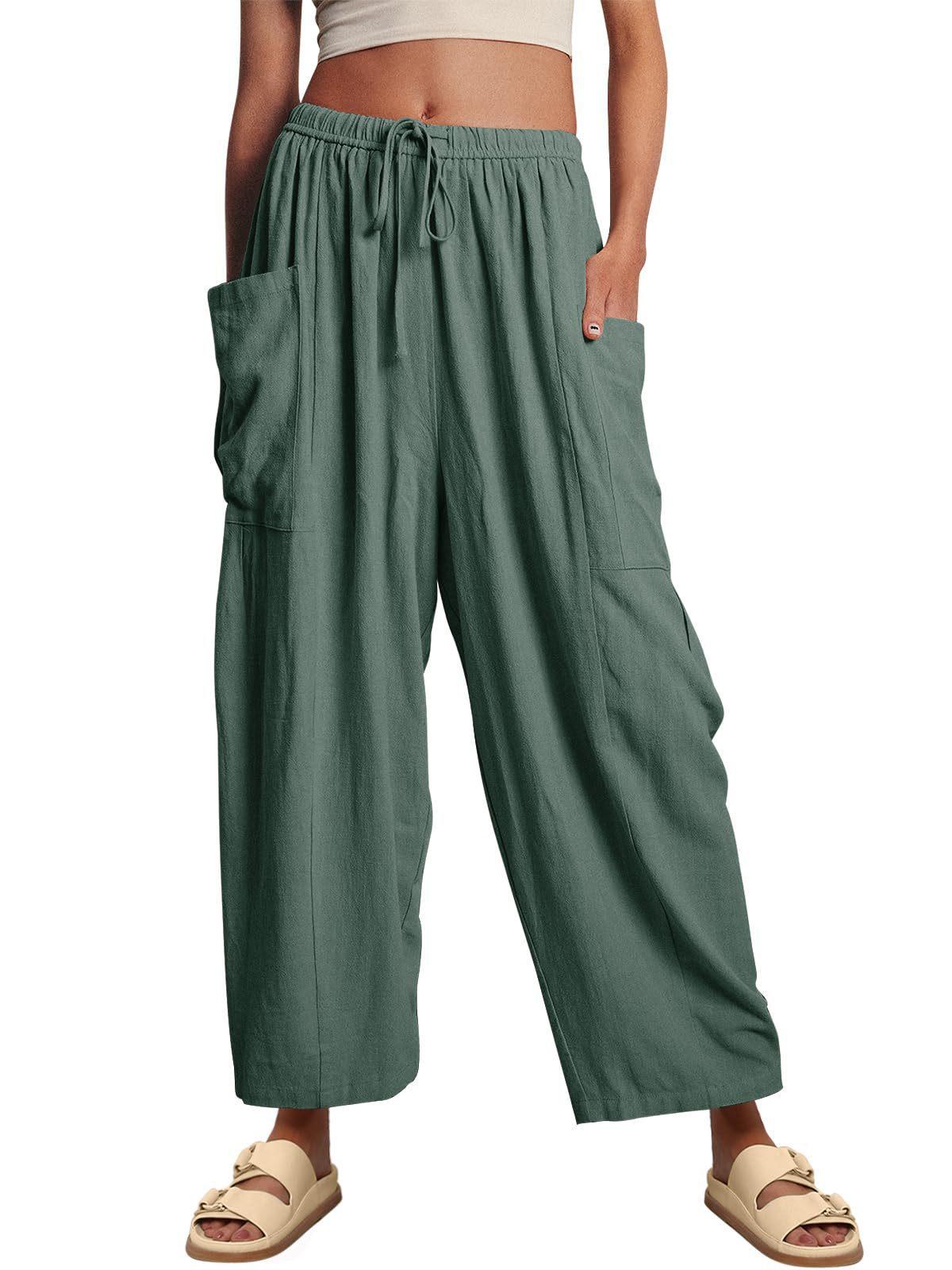Women‘s Wide Leg Pants Casual Loose Beach Palazzo Harem Pants with Pockets Boho Style Summer Modest Clothing Trouser 2025 Trendy Outfit Plus size Outdoorfun Baggy Summertok dealsforyoudays Chic