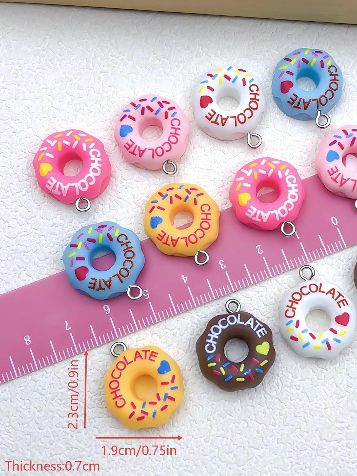 5 Piece Resin Donut Pendants DIY Craft Accessories, Multicolor Earrings Necklace Bracelet Keychain Jewelry Set, All Seasons