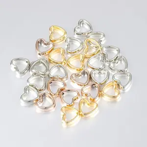 50pcs Heart Frame Wrapped Bead Double Stright Hole Spacers Loose Beads  for Jewelry Making DIY Findings