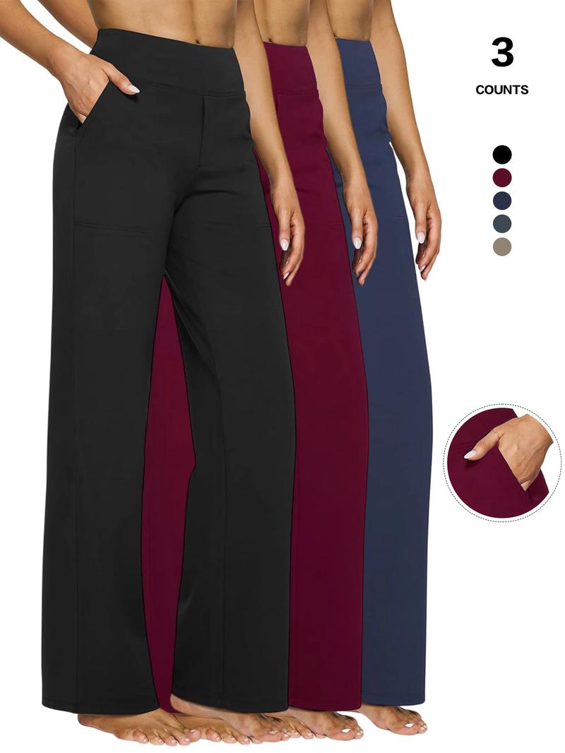 2026 Women's Casual Business Dress Pants, Stretchy High Waist Wide Leg Trousers, Work Office Wear with Pockets, Stylish & Comfortable