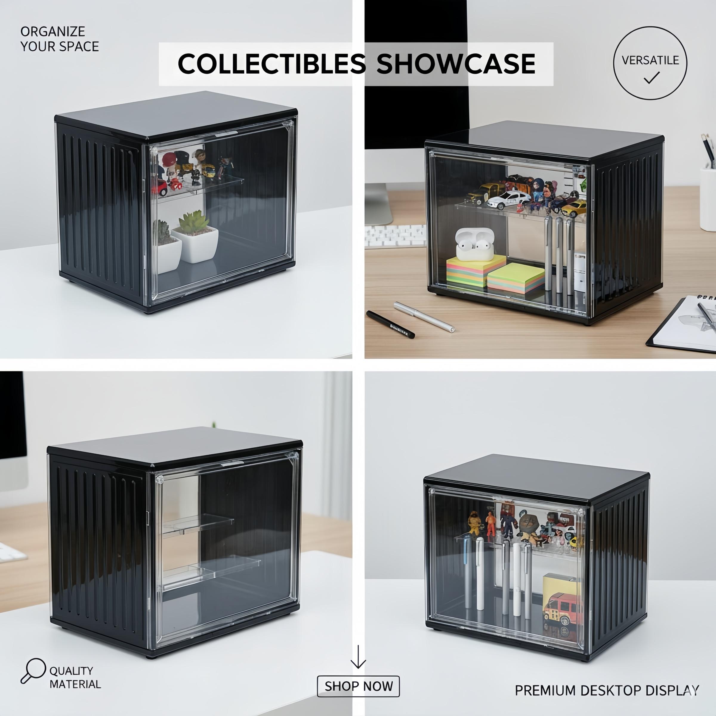 Transparent Display Cabinet, Three-Layer Adjustable Stackable Storage Box, Collectible Model Showcase, Summer Essential, Back-To-School Must-Have, Home Storage