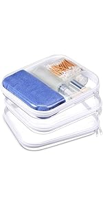 4 Pcs Hard Clear Zipper Case Makeup Bags Plastic Zipper Pouch Transparent Storage Box Containers for Cosmetics, Snacks, Building Blocks, Puzzles(Clear,5 x 3 x 2 in,Multicolor)