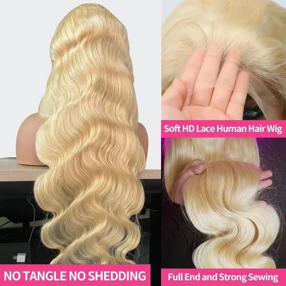 BABOSHOW 613 Blonde 13X6 Body Wave HD Transparent Lace Frontal Pre Plucked 180% Density 99J Burgundy and Red Colored Human Hair Wigs P4/27 Highlight Lace Front wig For Women Can be Dyed & Restyle