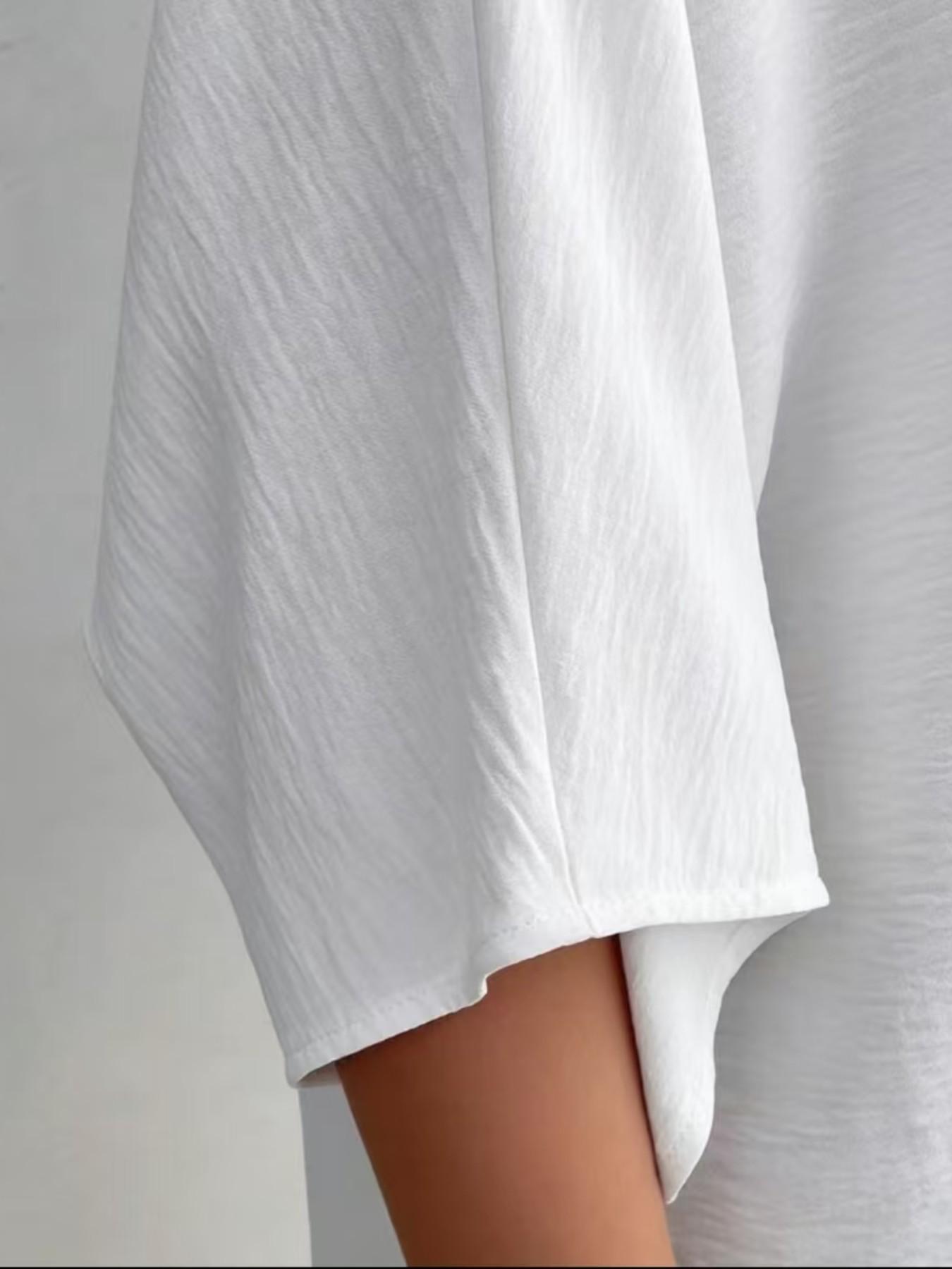 Women's V-Neck Button Ice Silk Wrinkle Solid Color Cardigan, Long Sleeve Fashion Top, Comfortable and Stylish Outerwear for Daily Wear