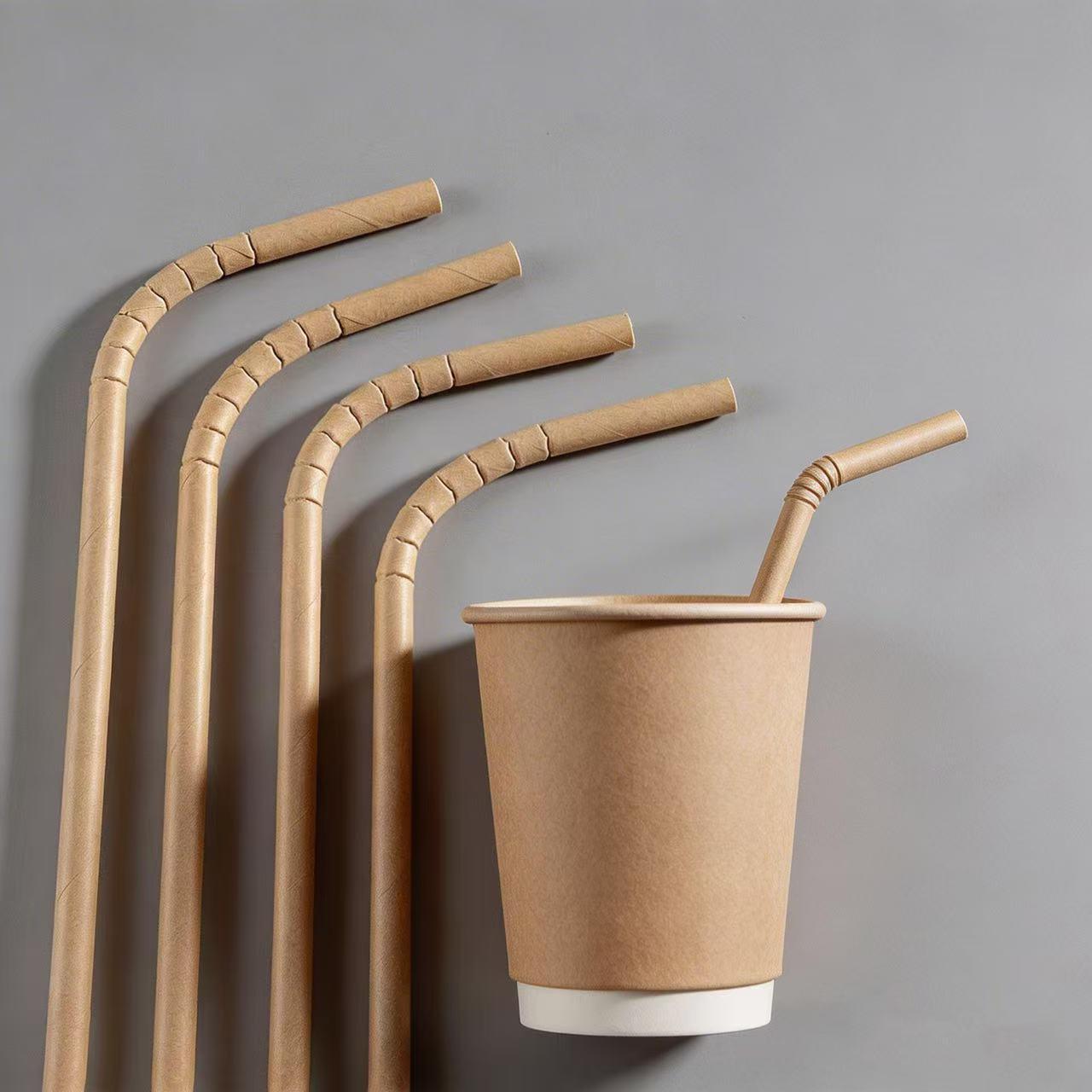 100-Pack Biodegradable Paper Straws, Flexible Straight Design, Eco-Friendly for Coffee & Juice, Ideal for Home & Cafes