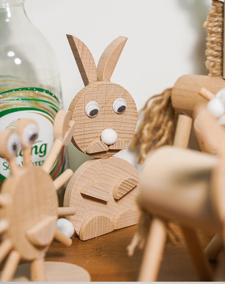 Creative children's DIY material kit, wooden animal stakes and branches small ornaments, handmade dolls and decorations for kindergarten