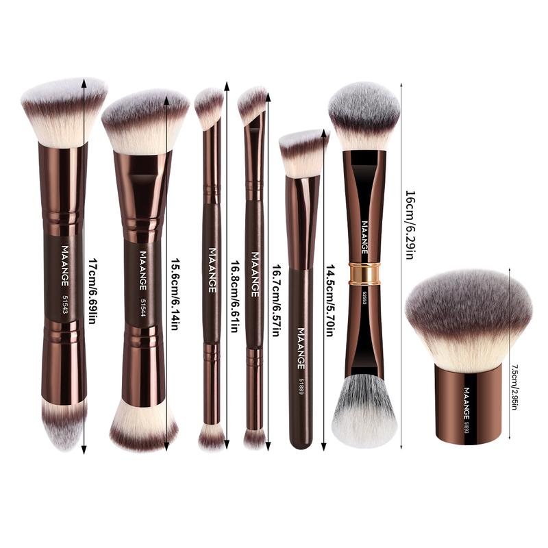 MAANGE 7pcs Makeup Brush Set, Foundation Brush Blush Brush Contour Brush Concealer Brush Tapered Brush Nose Contour Brush Eyeshadow Brush Smudge Brush Detail Brush, Essential Beauty Tools, Gift for Women & Girls, Makeup Brush Kit