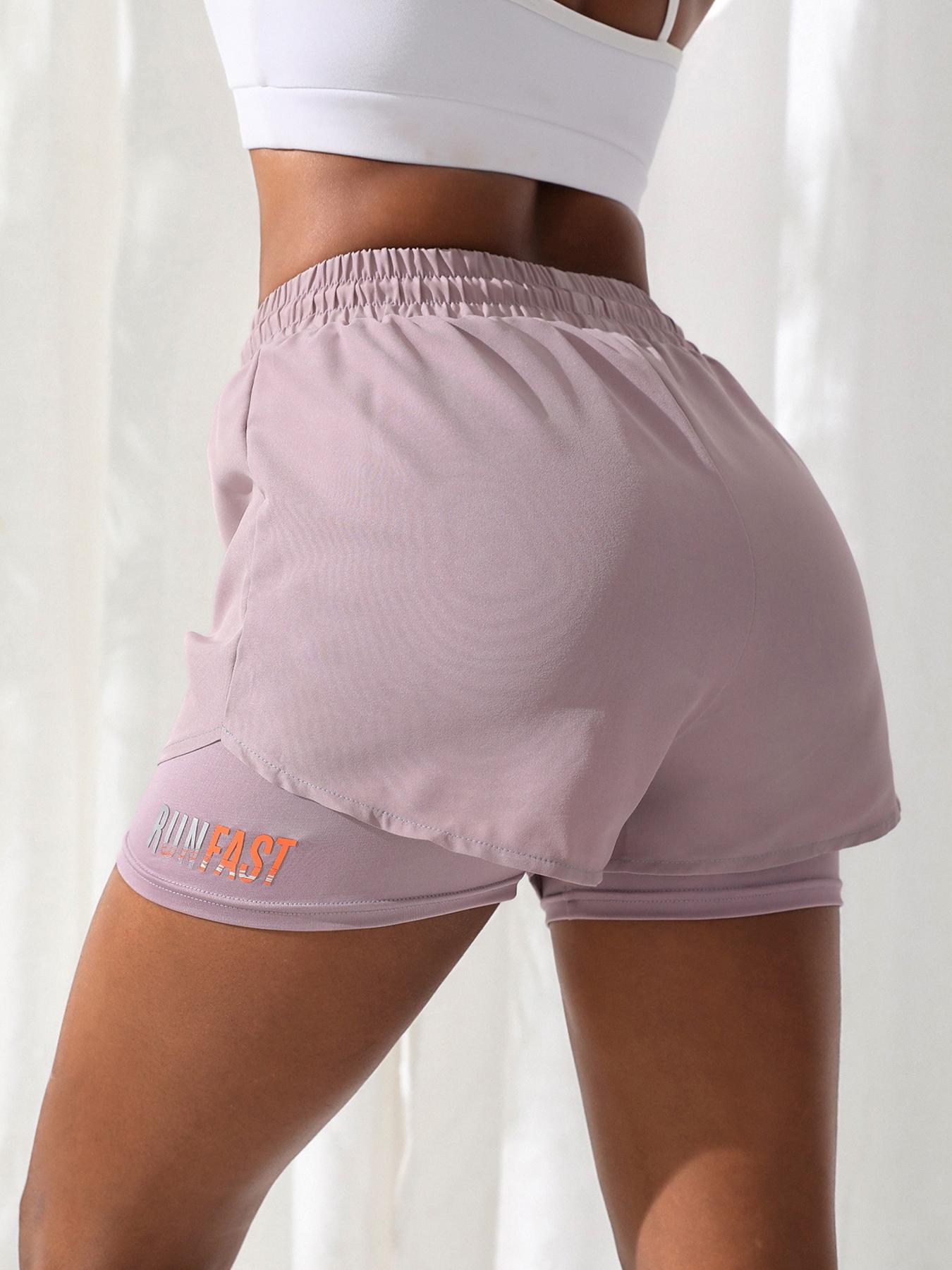 Women's Drawstring High Waist Sports Shorts, Summer Clothes Women, Solid Elastic Waist Shorts, Summer Outfits 2024, Sporty Breathable Quick Drying Shorts, Drawstring Athletic Shorts